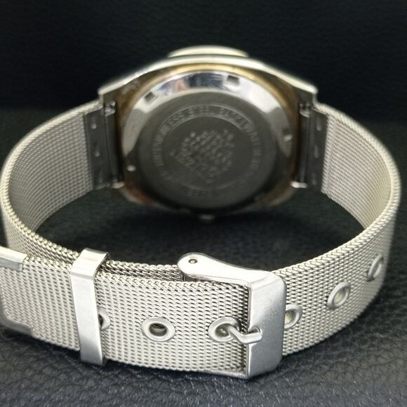 Vintage 1990 Citizen Automatic Mens Silver Watch W/daydate & Green accents - Picture 2 of 8